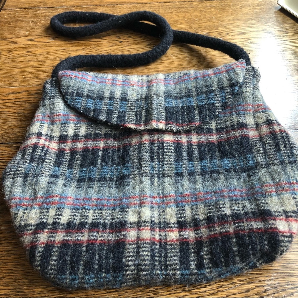 Womens handbag, wool plaid